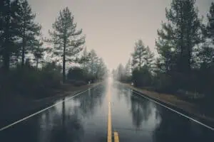reflection on a rainy road